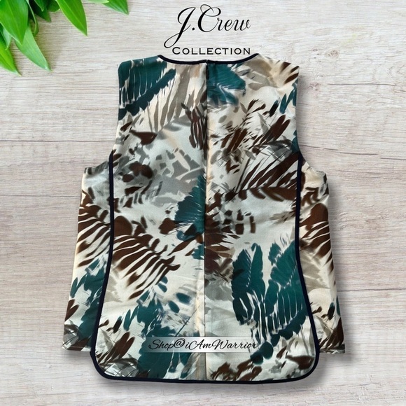 J.Crew Collection rare 2pc silk blend abstract foliage print top+midi skirt - Picture 9 of 16